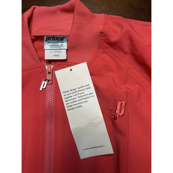 VTG 1993 Prince Tennis Salmon Pink Lightweight Zip Up Windbreaker Size L NWT - Picture 3 of 13